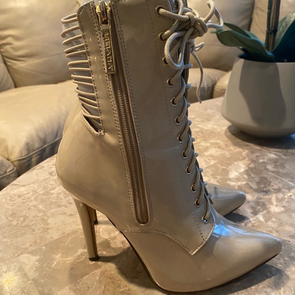 ‼️SOLD ‼️ Liliana Heeled Boots Nude size 7